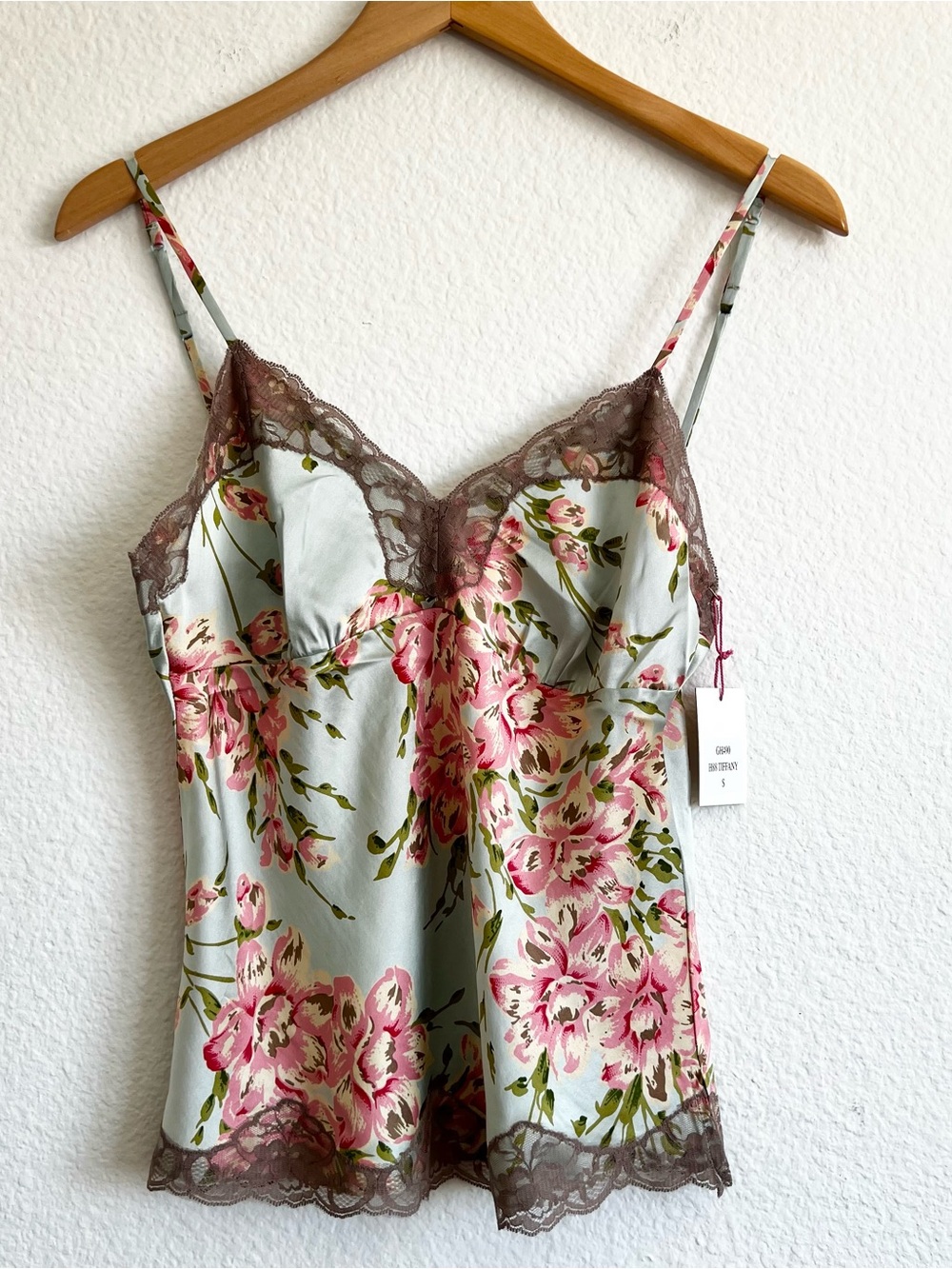 Gold Hawk 💯 Silk Floral Lace-Trim Camisole